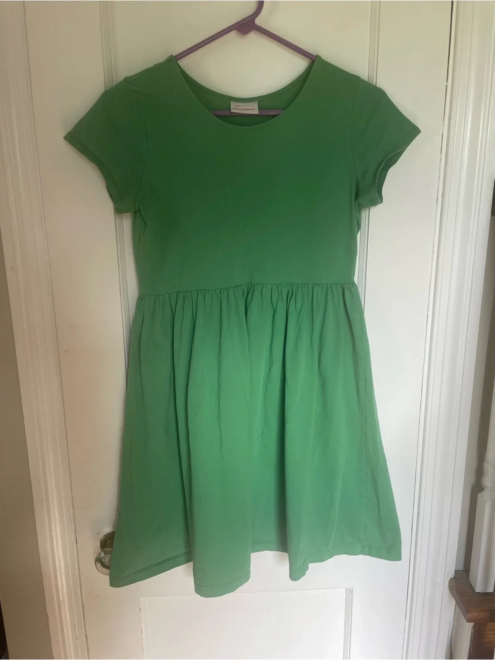 Hanna Andersson Solid Green Short Sleeve Twirl Dress Girls Size 14/16